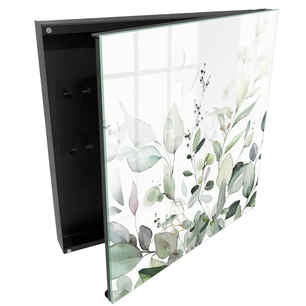 Casetă pentru chei cu design natural și motive cu frunze delicate