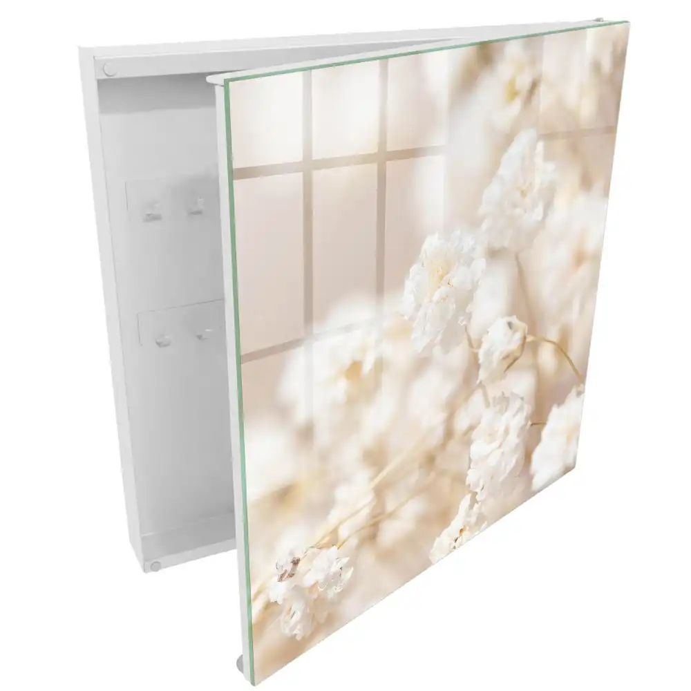 Cutie pentru chei de perete cu model floral în tonuri deschise