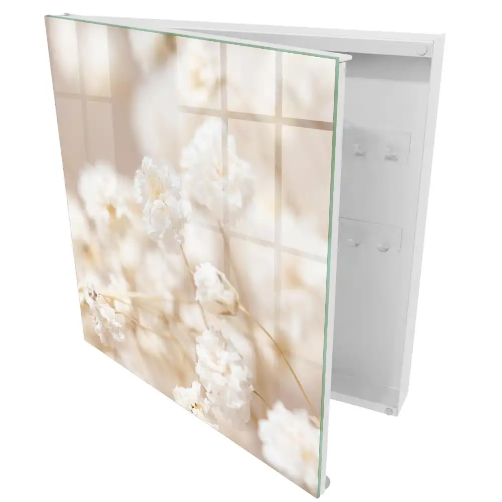 Cutie pentru chei de perete cu model floral în tonuri deschise