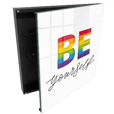 Cutie pentru chei de perete cu motiv motivațional curcubeu