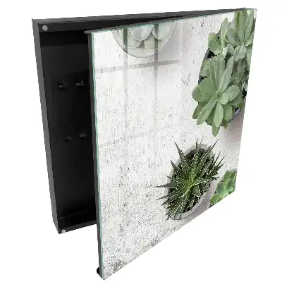 Dulapior pentru chei cu model de plante suculente verzi pe fundal deschis