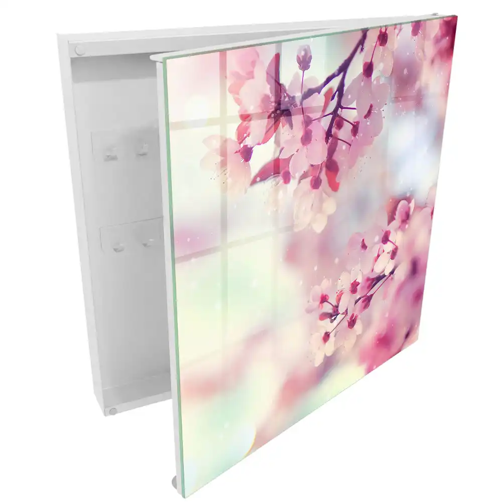 Dulapior pentru chei cu model floral roz pe fundal deschis