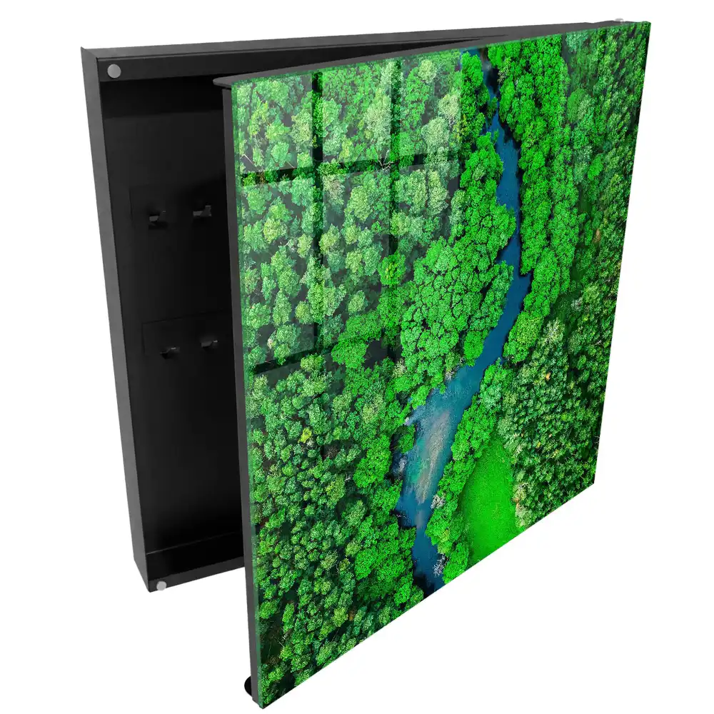 Casetă pentru chei cu design Peisaj cu pădure și râu