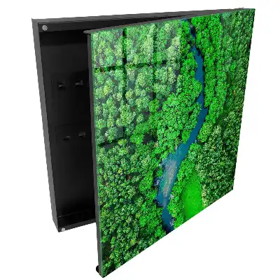 Casetă pentru chei cu design Peisaj cu pădure și râu