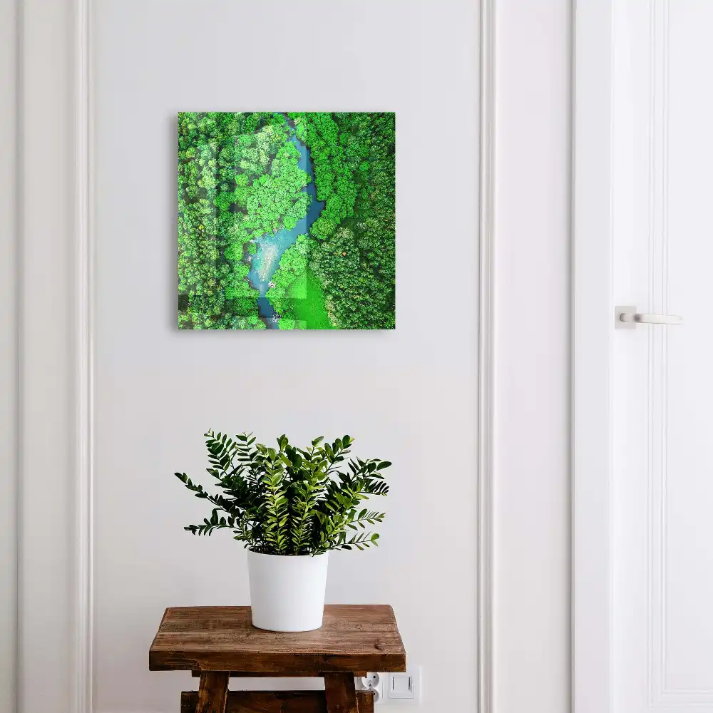 Casetă pentru chei cu design Peisaj cu pădure și râu