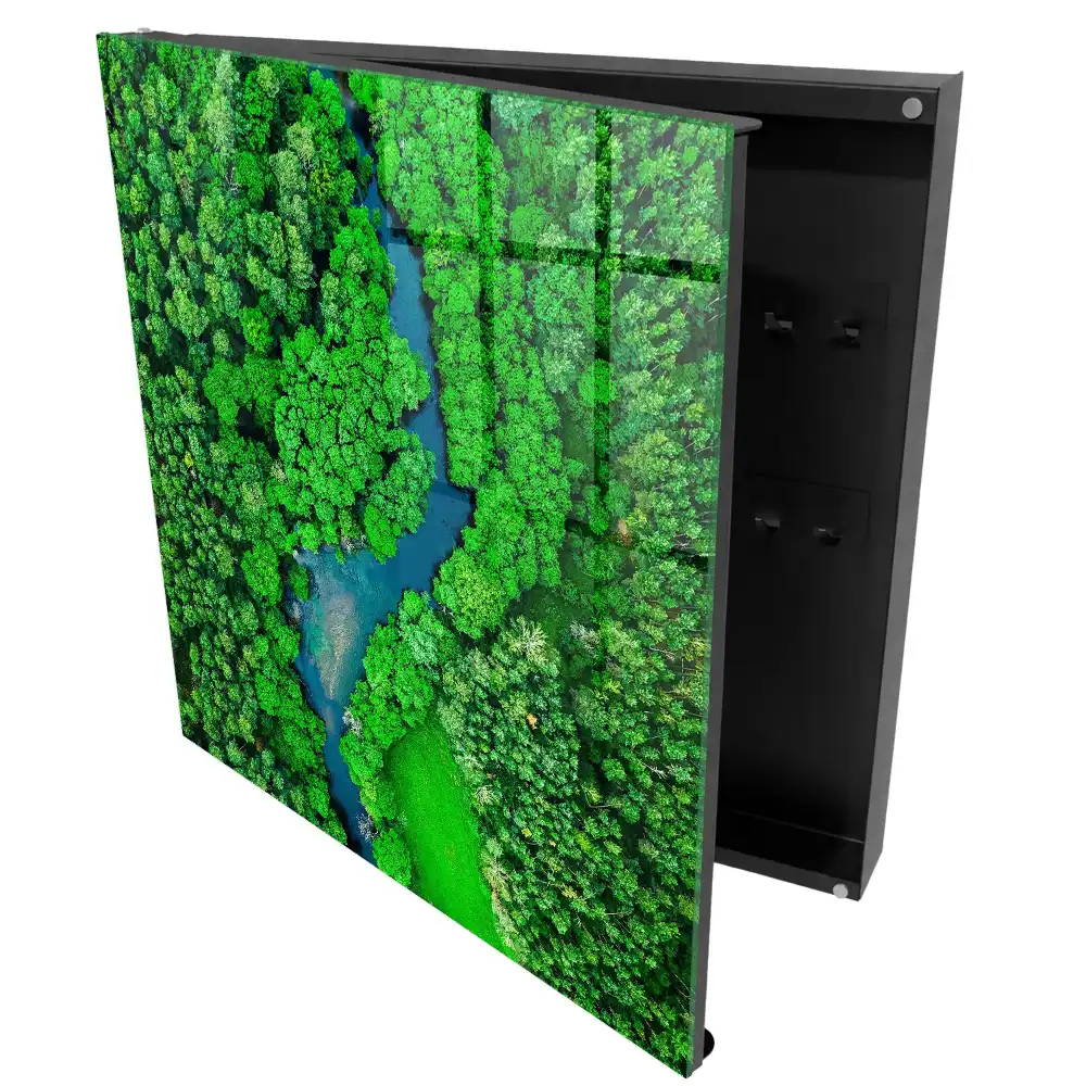 Casetă pentru chei cu design Peisaj cu pădure și râu