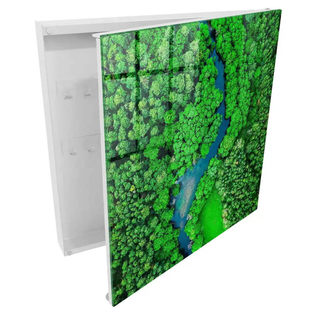 Casetă pentru chei cu design Peisaj cu pădure și râu