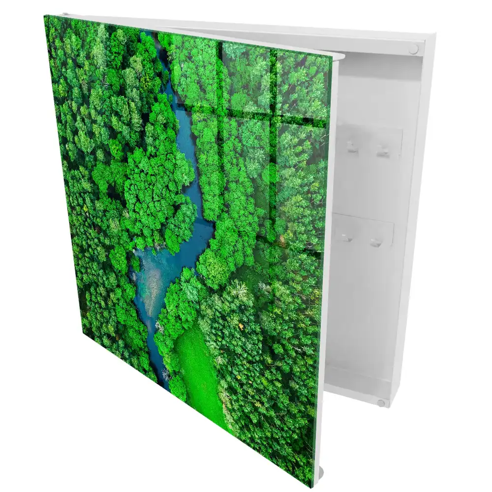 Casetă pentru chei cu design Peisaj cu pădure și râu