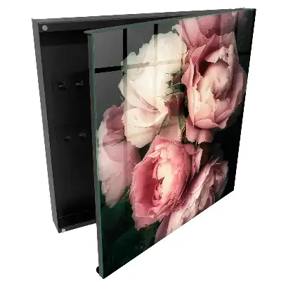 Cutie pentru chei de perete cu design romantic cu trandafiri pe fundal întunecat