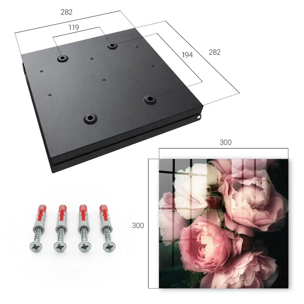 Cutie pentru chei de perete cu design romantic cu trandafiri pe fundal întunecat