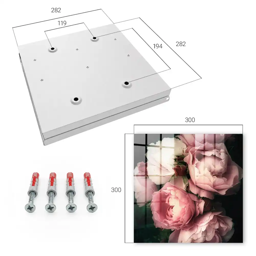 Cutie pentru chei de perete cu design romantic cu trandafiri pe fundal întunecat