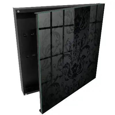 Casetă pentru chei cu design floral în nuanțe de negru și gri