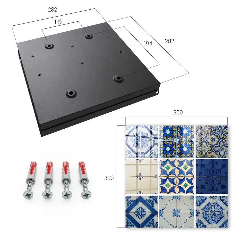Suport de perete pentru chei cu model geometric de plăci în nuanțe de albastru