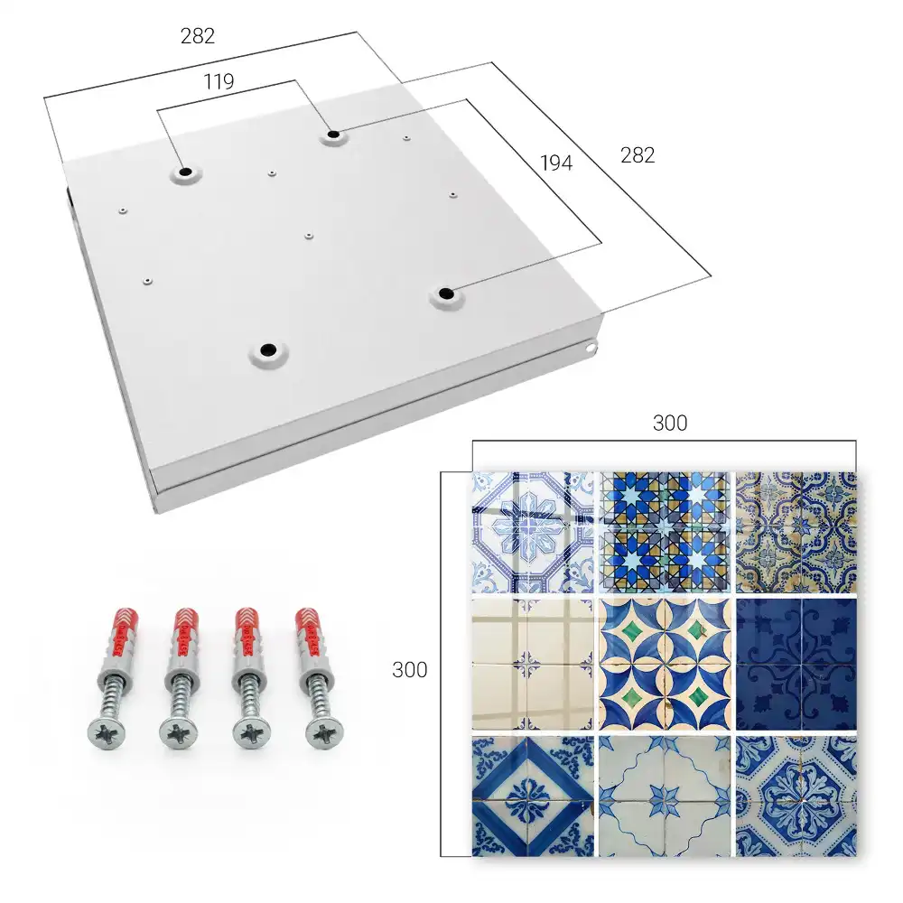 Suport de perete pentru chei cu model geometric de plăci în nuanțe de albastru