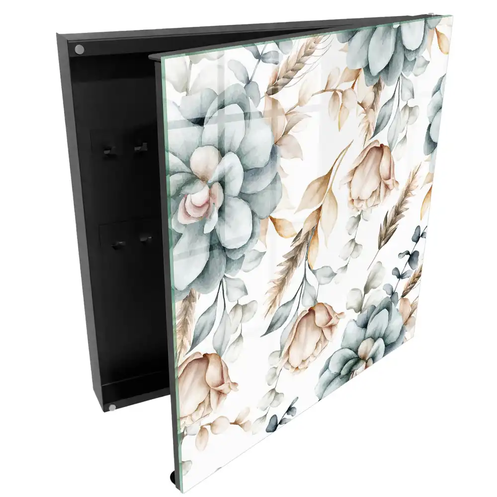 Suport de perete pentru chei cu model floral în culori delicate