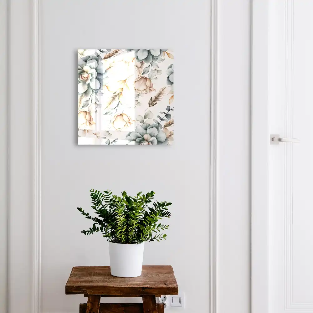 Suport de perete pentru chei cu model floral în culori delicate