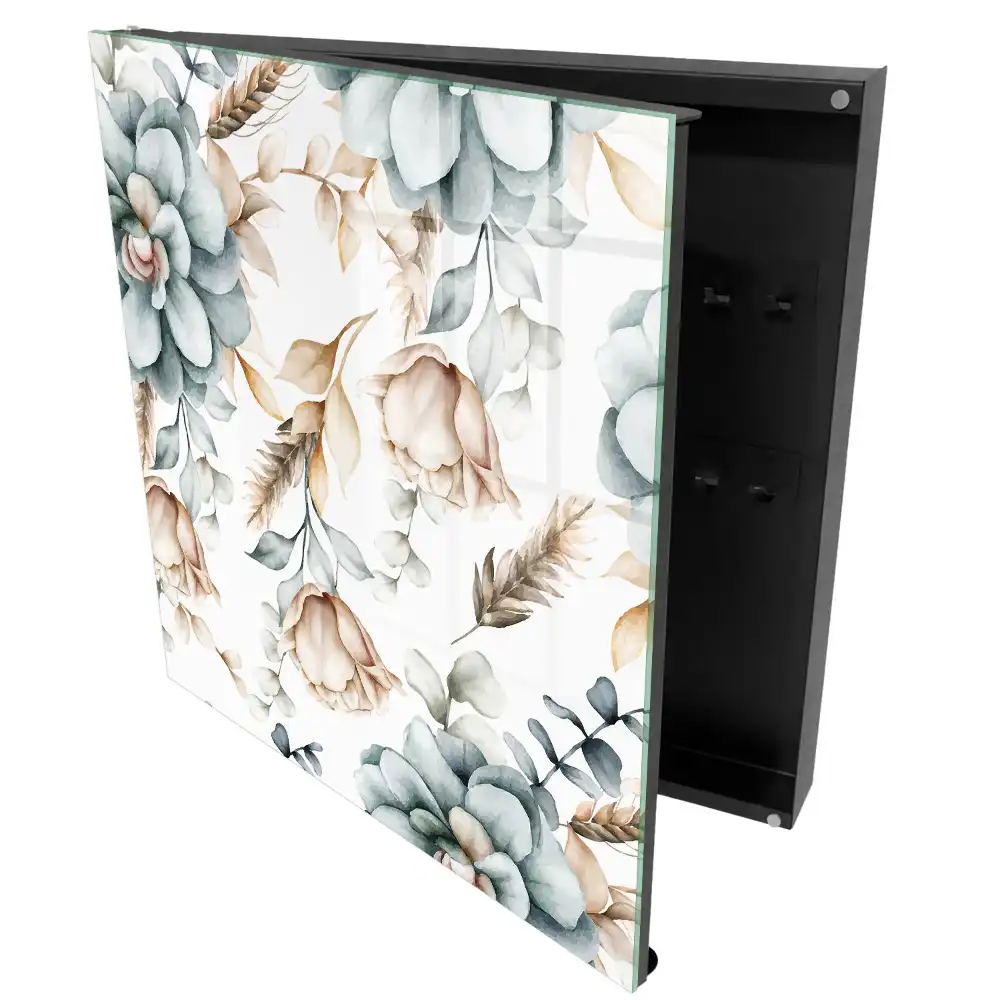 Suport de perete pentru chei cu model floral în culori delicate