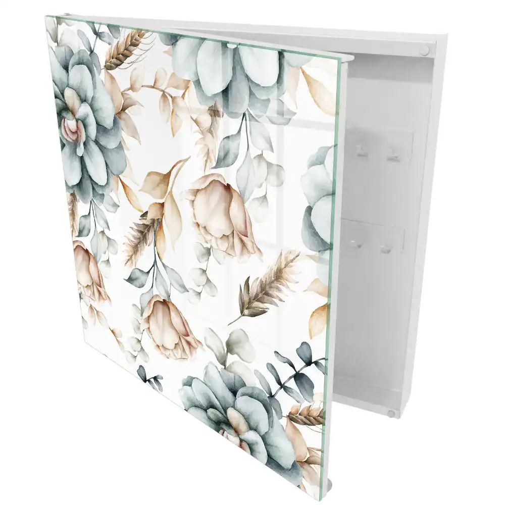 Suport de perete pentru chei cu model floral în culori delicate