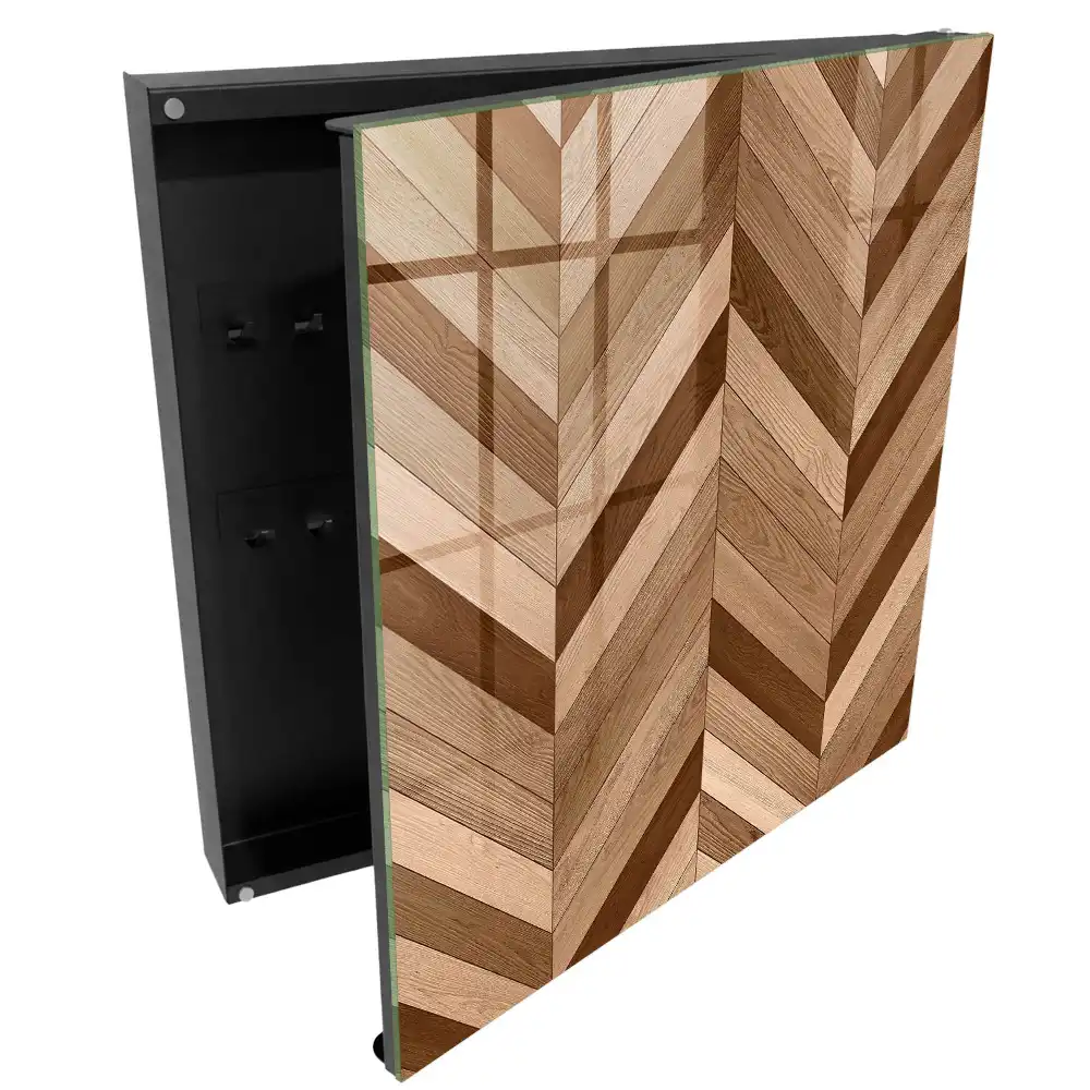 Dulap pentru chei cu design din lemn cu model în spic de hering