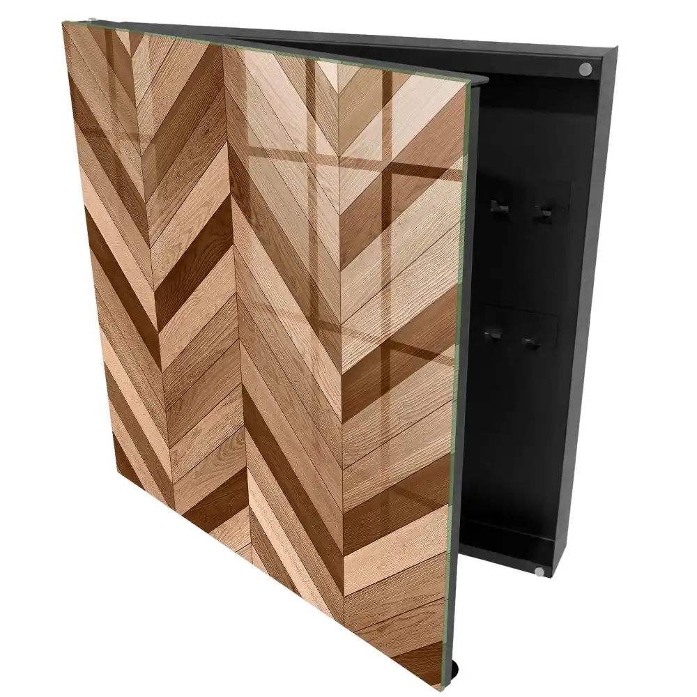 Dulap pentru chei cu design din lemn cu model în spic de hering
