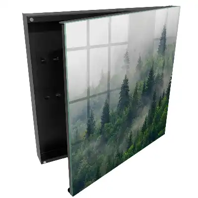 Casetă pentru chei cu design de pădure în ceață