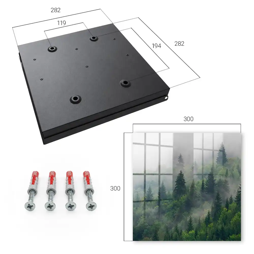 Casetă pentru chei cu design de pădure în ceață