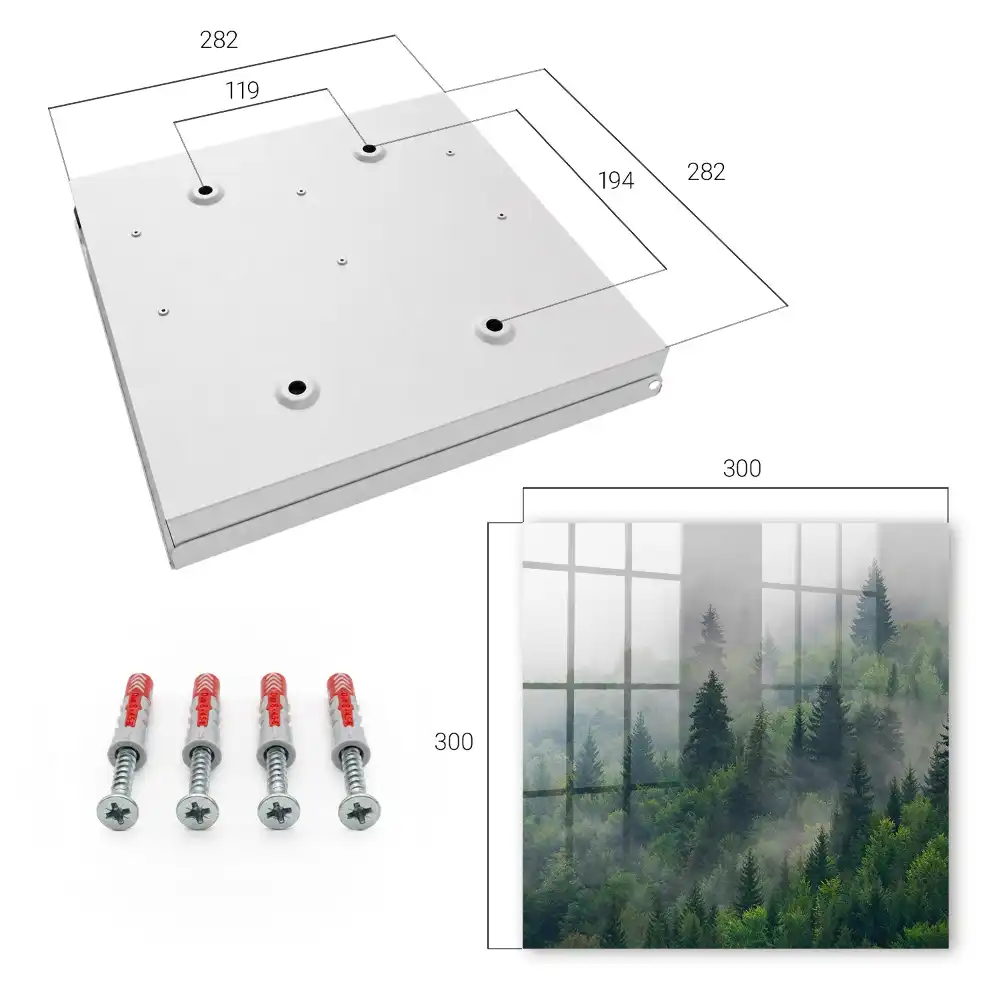 Casetă pentru chei cu design de pădure în ceață