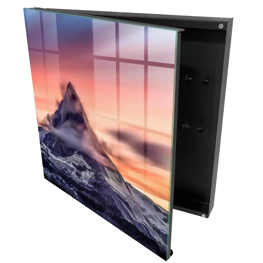 Dulapior pentru chei cu design montan și apus de soare