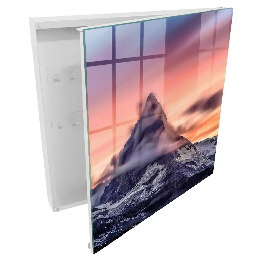 Dulapior pentru chei cu design montan și apus de soare