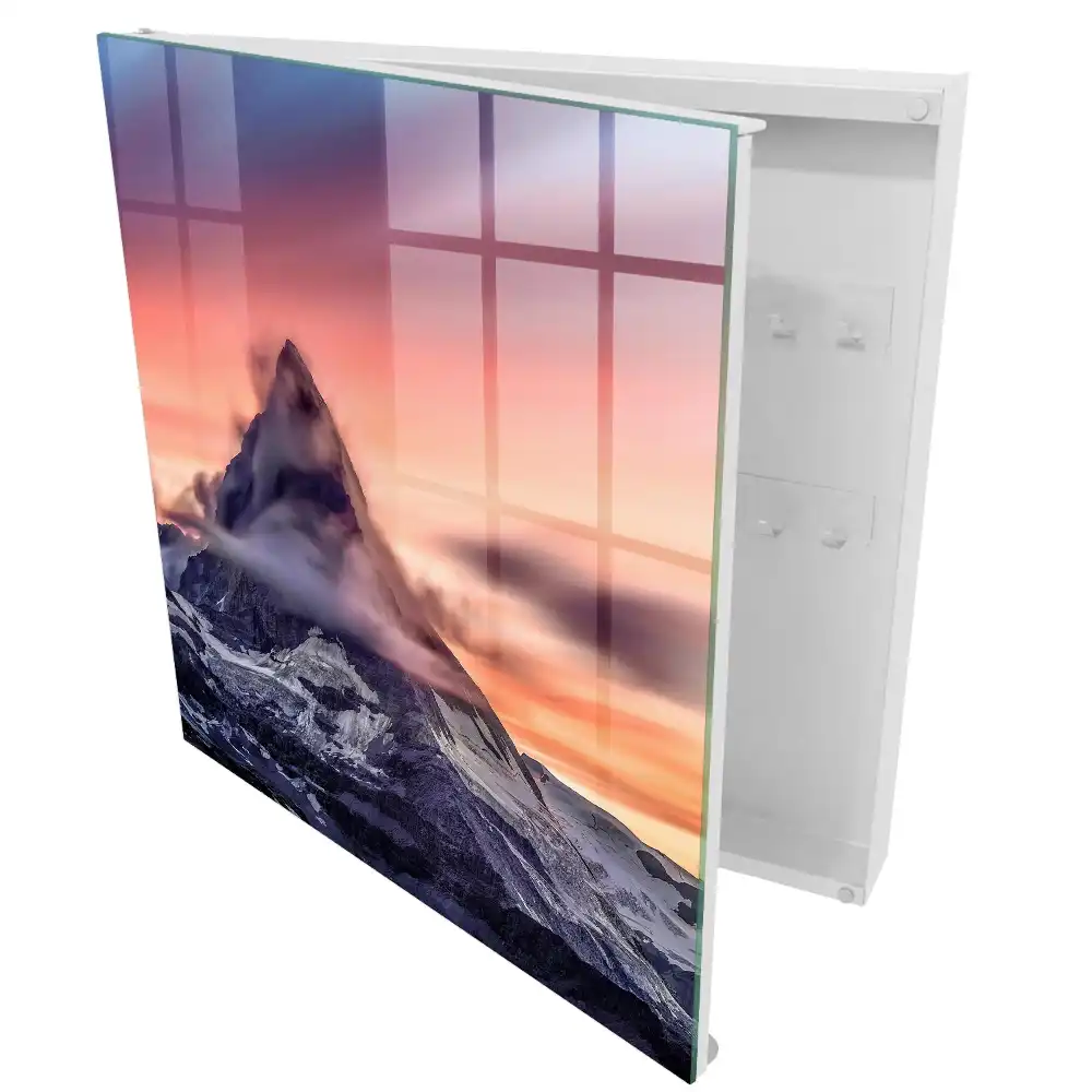 Dulapior pentru chei cu design montan și apus de soare