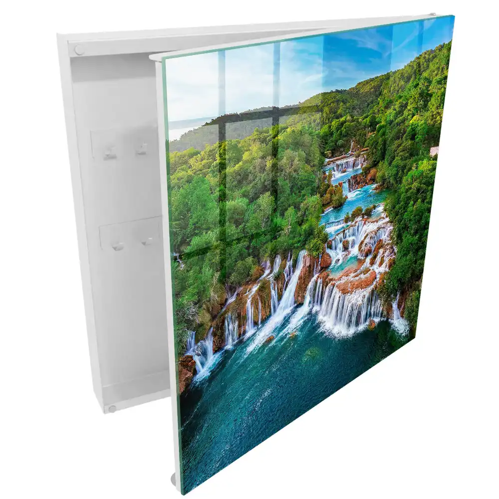 Casetă pentru chei cu design de cascadă și plante verzi