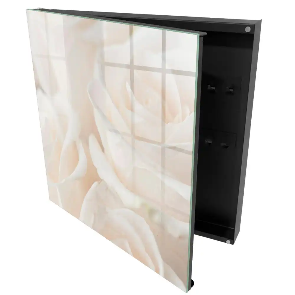 Dulapior pentru chei cu design floral cu trandafiri cremoși