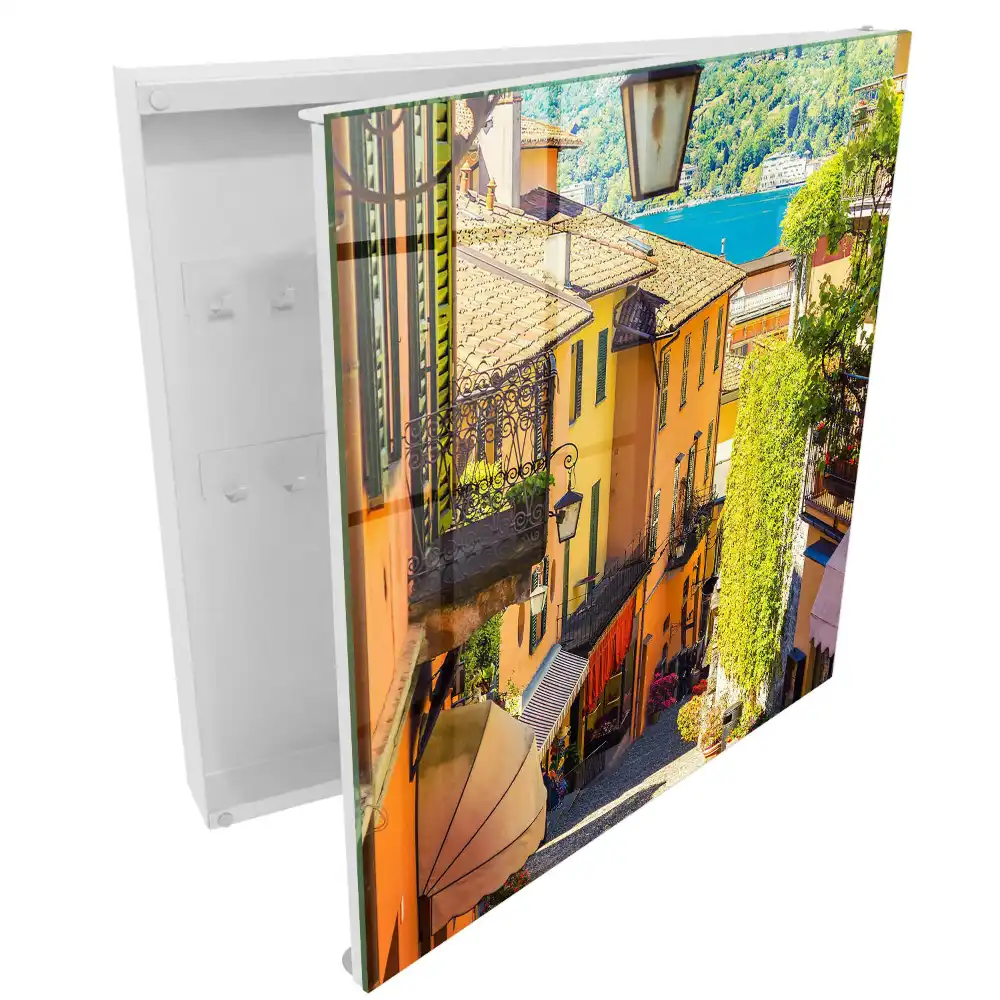 Dulapior pentru chei cu design de stradă fermecătoare și case colorate