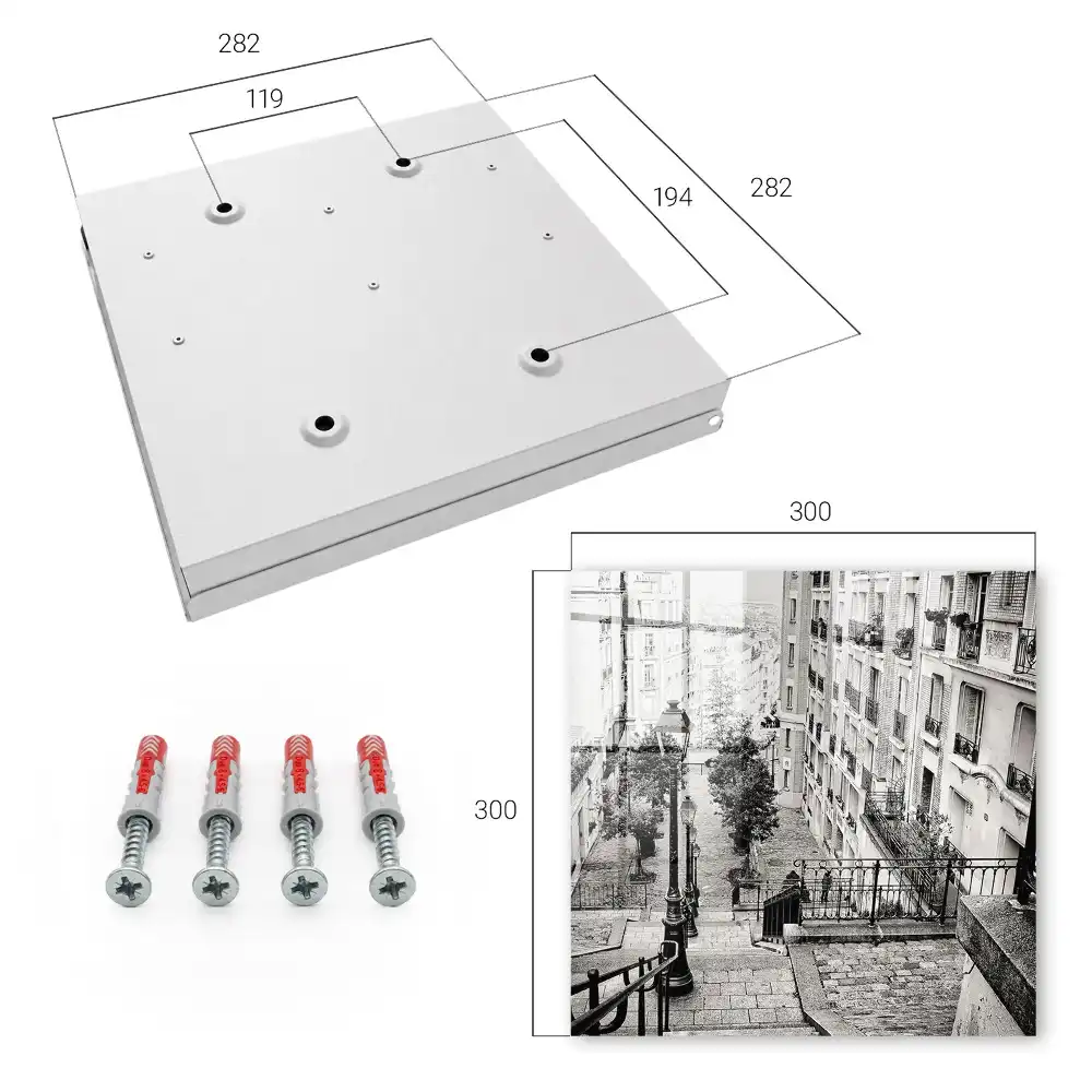 Casetă pentru chei cu design de alee și case de tip bloc
