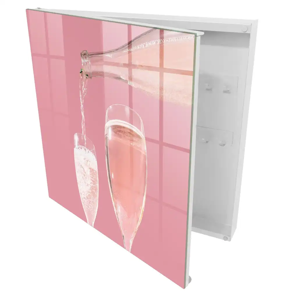Suport pentru chei și ochelari cu design elegant pe fundal roz