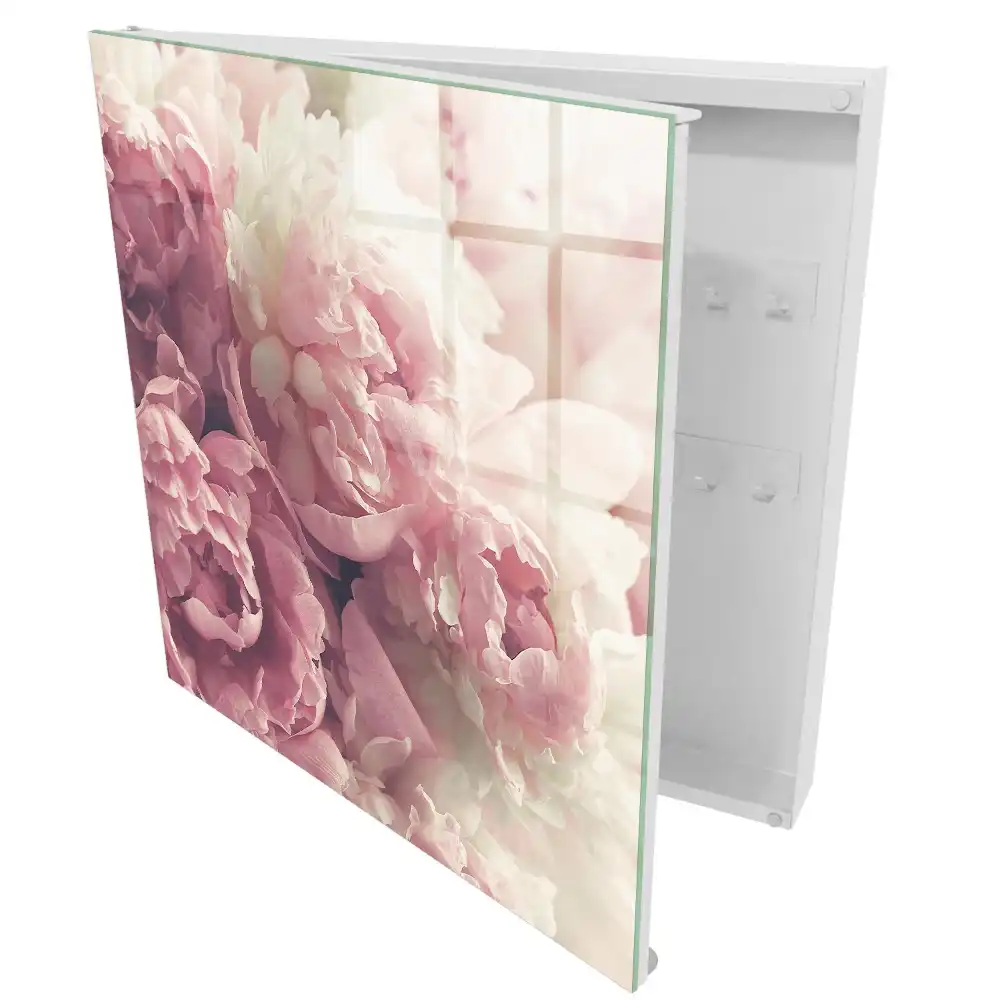 Dulapior pentru chei cu model floral în nuanțe de roz și crem