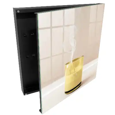 Cutie de perete pentru chei din sticlă transparentă cu interior galben și fum