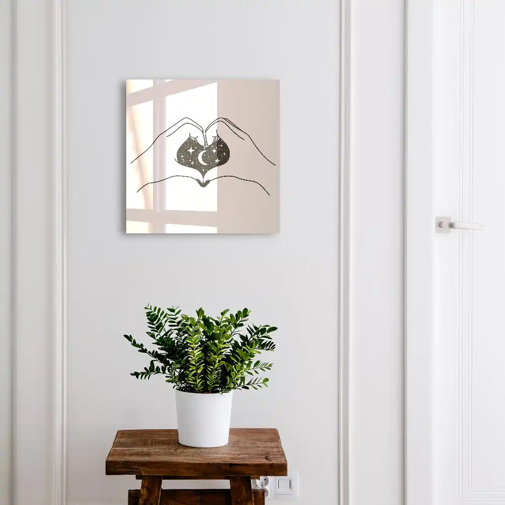 Casetă pentru chei cu design minimalist în formă de inimă cu lună și stele