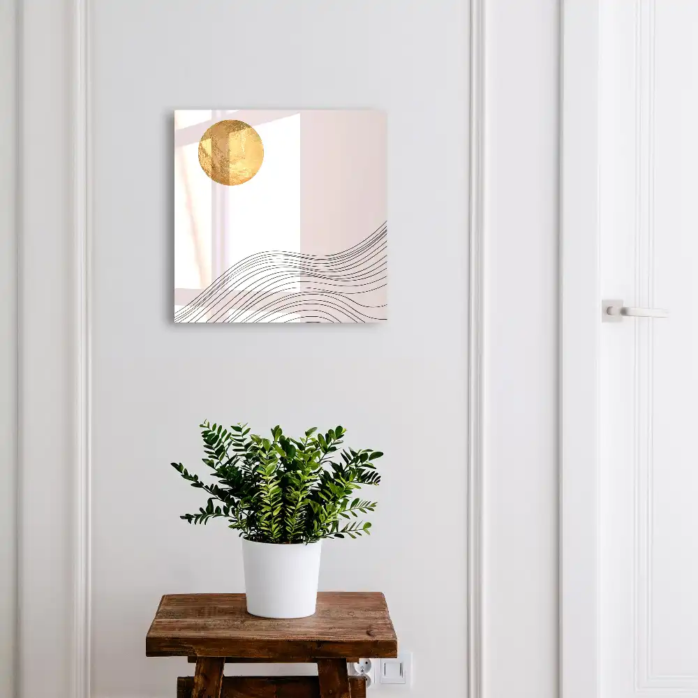 Casetă pentru chei cu design minimalist și cerc decorativ călduros pe fundal deschis