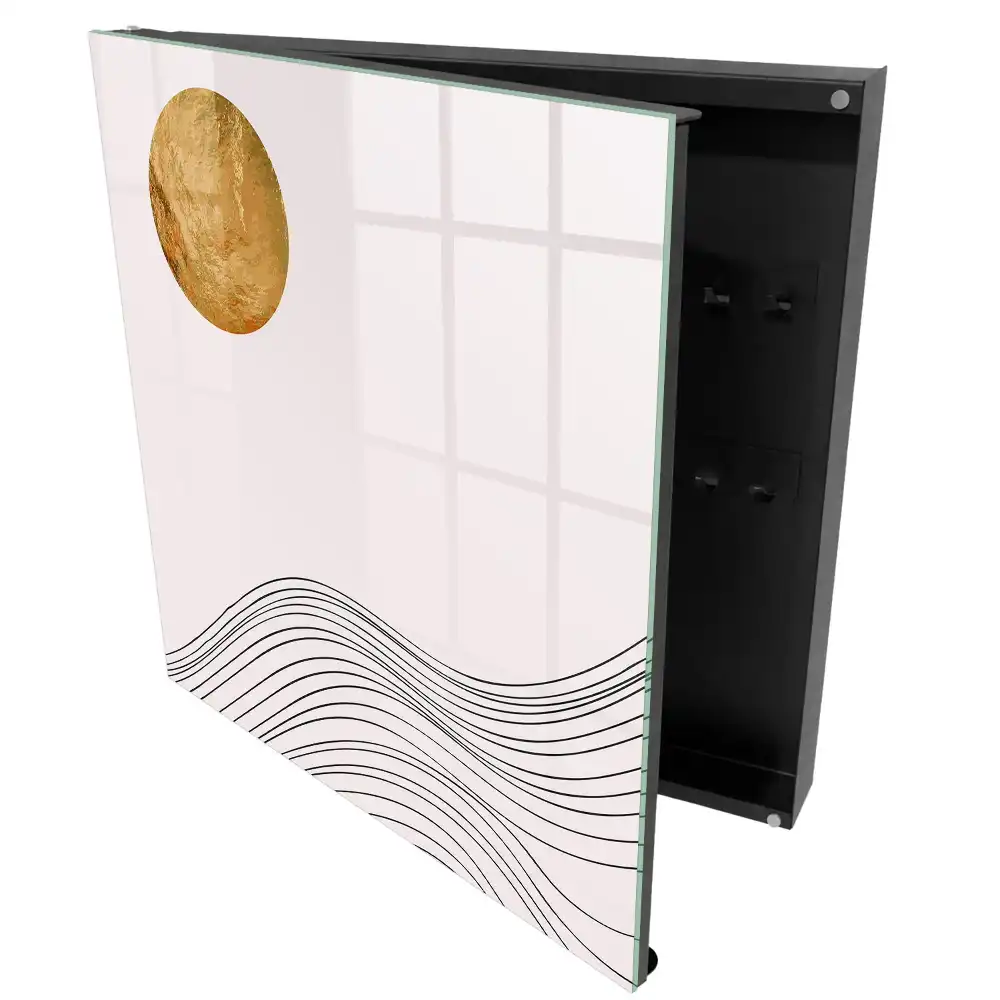 Casetă pentru chei cu design minimalist și cerc decorativ călduros pe fundal deschis