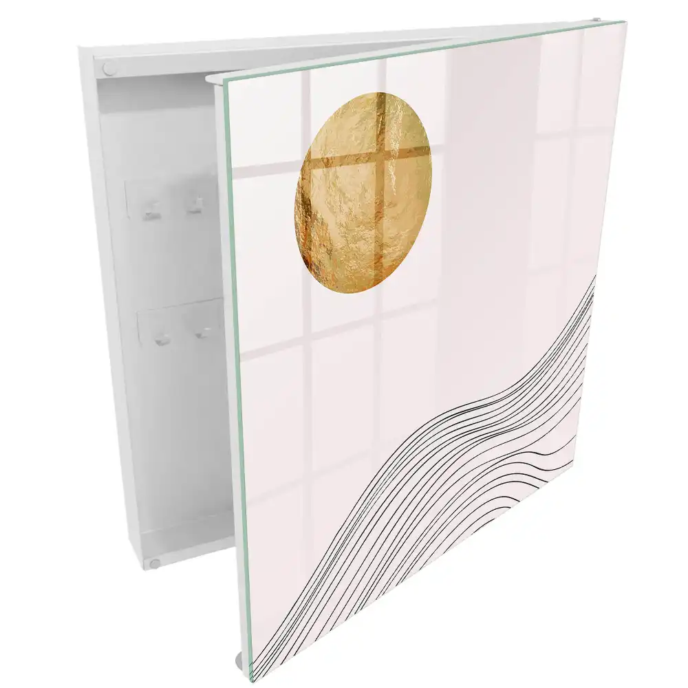Casetă pentru chei cu design minimalist și cerc decorativ călduros pe fundal deschis