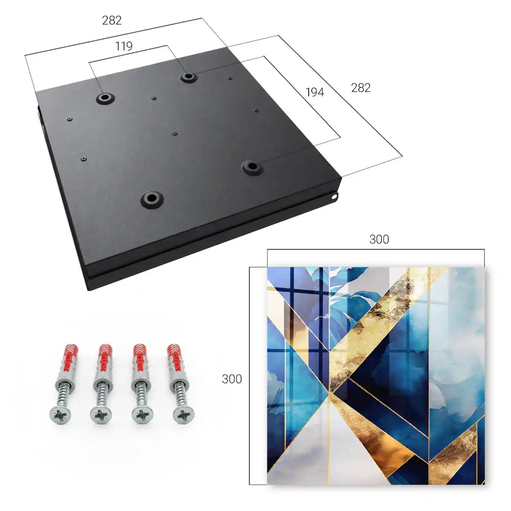 Cutie de chei pentru perete cu design geometric în nuanțe de albastru și galben