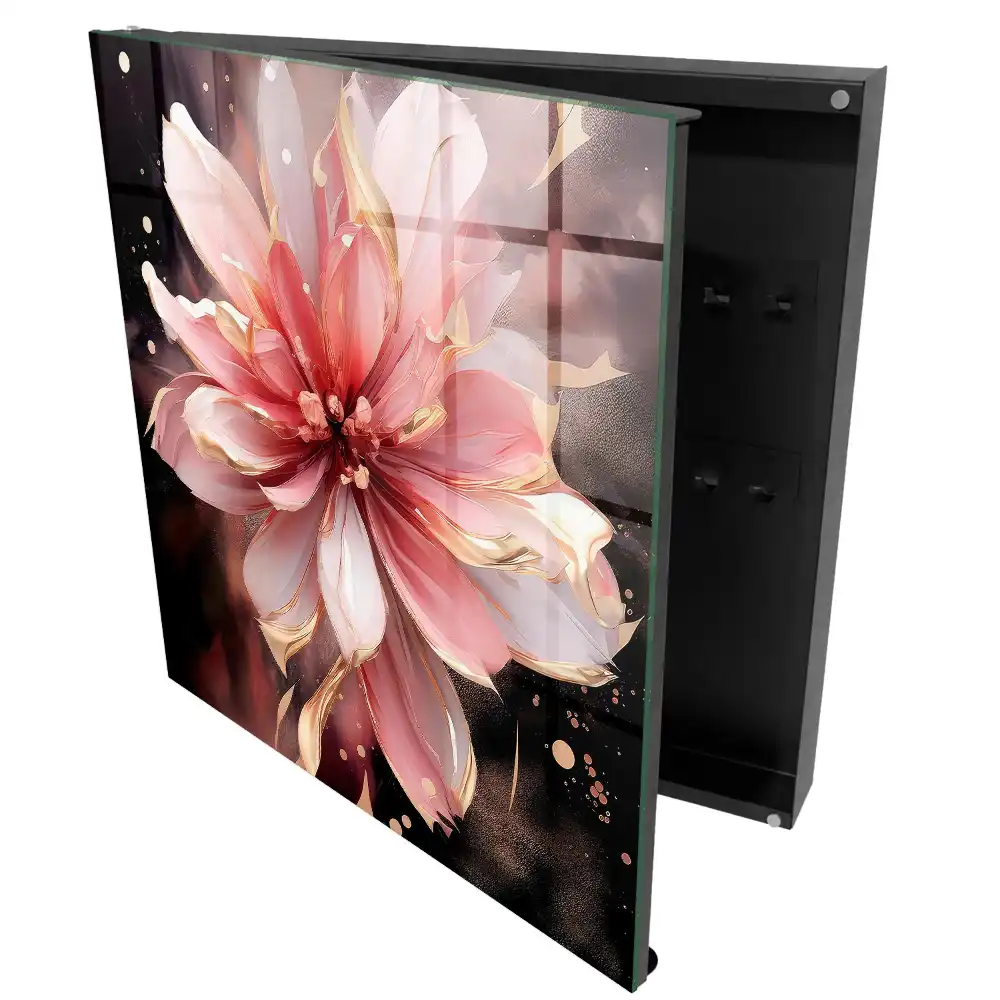 Dulapior pentru chei cu design floral în nuanțe de roz și crem