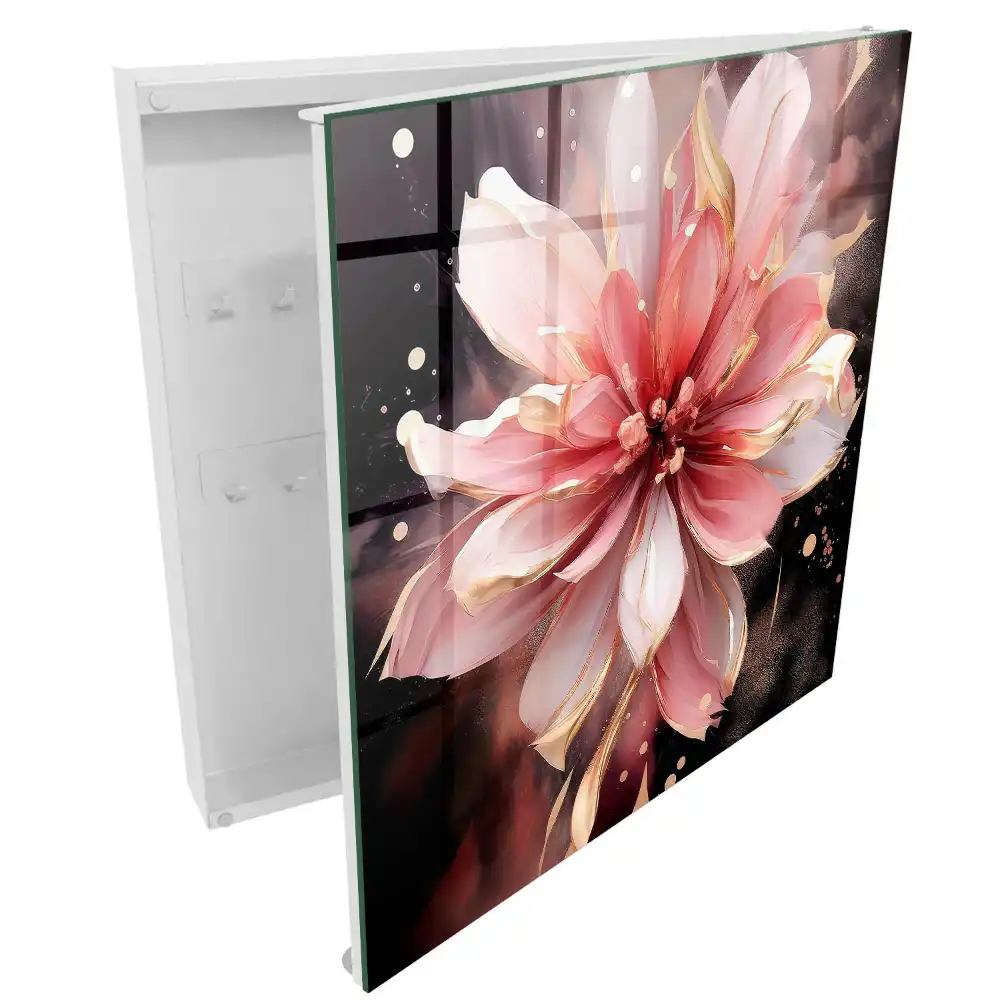 Dulapior pentru chei cu design floral în nuanțe de roz și crem
