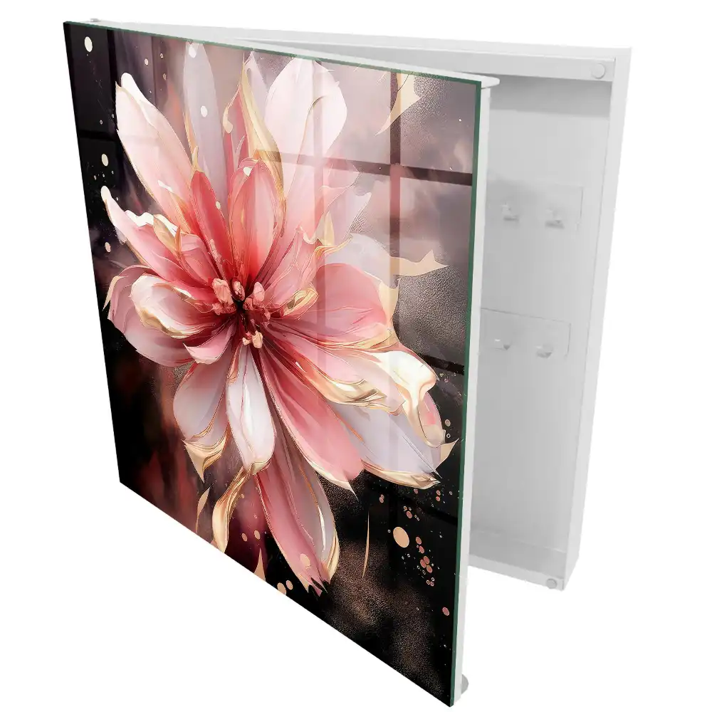 Dulapior pentru chei cu design floral în nuanțe de roz și crem