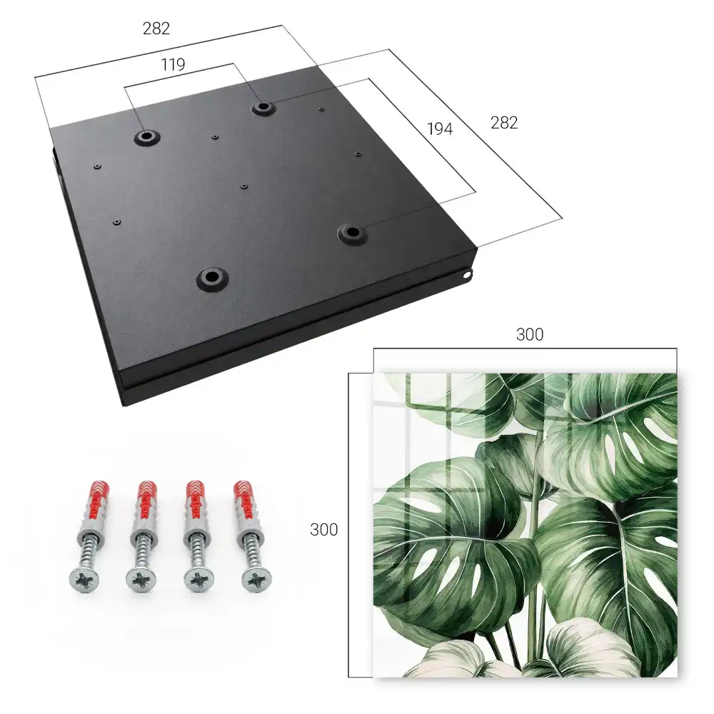 Suport de perete pentru chei model monstera în nuanțe de verde și alb