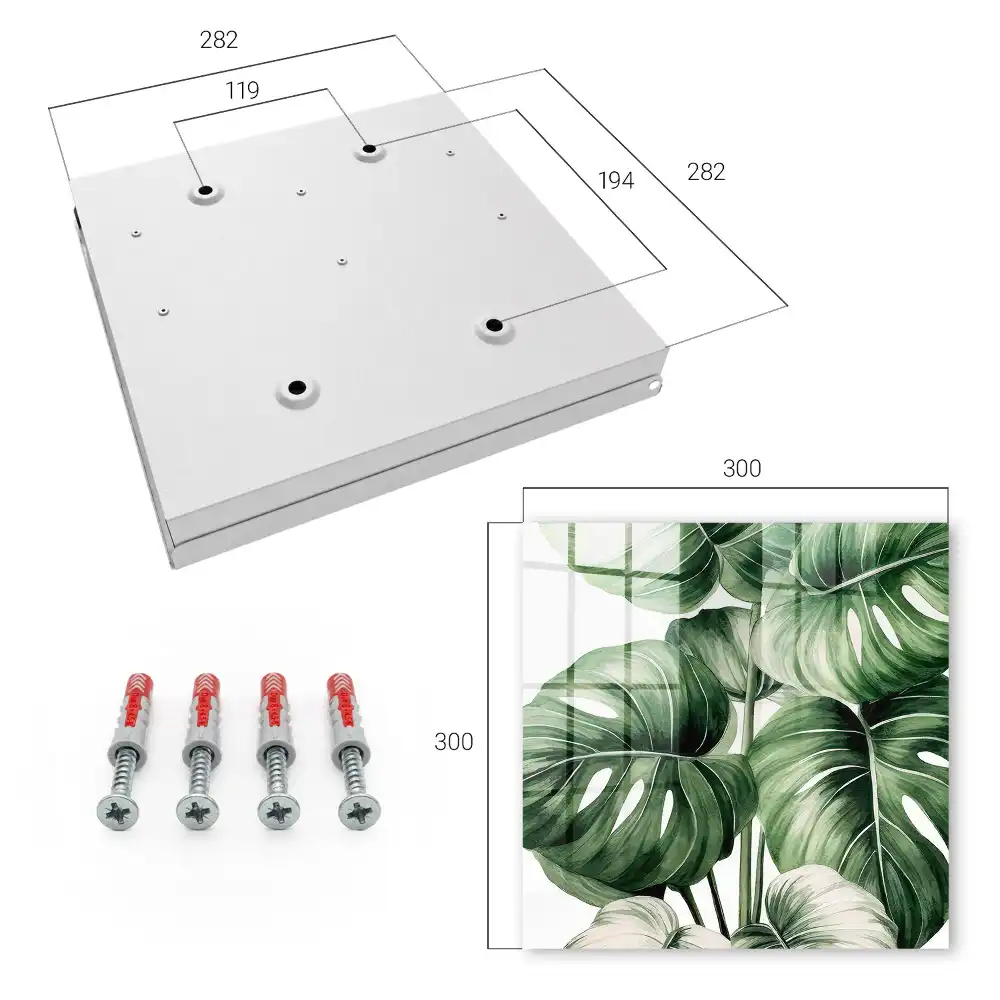 Suport de perete pentru chei model monstera în nuanțe de verde și alb