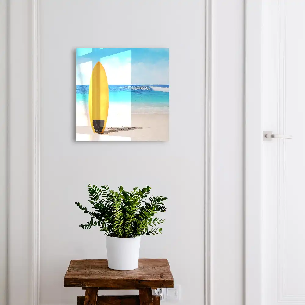 Casetă pentru chei cu design de plajă, ocean turcoaz și cer albastru