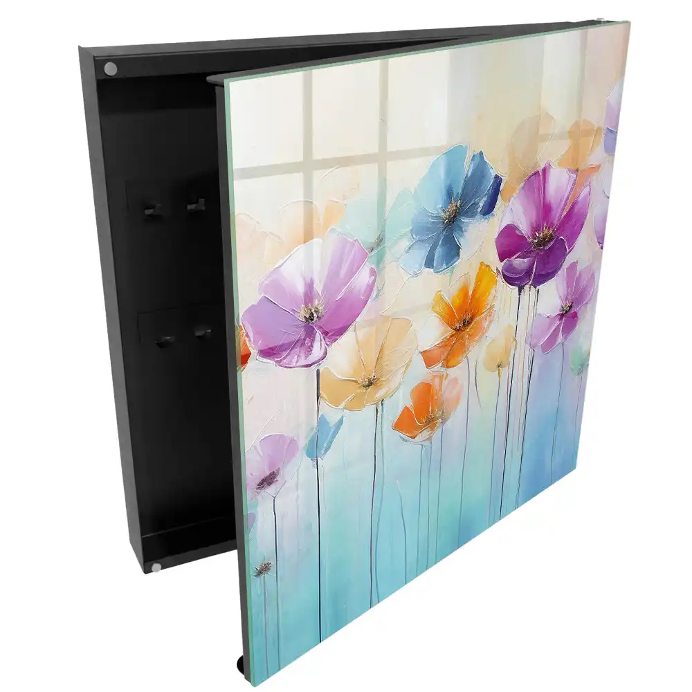 Dulapior pentru chei cu model floral și fundal colorat
