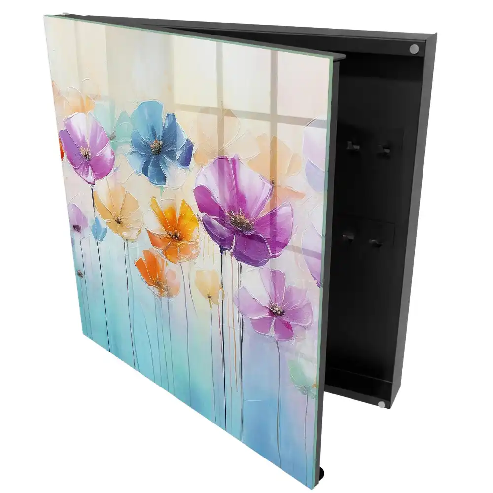 Dulapior pentru chei cu model floral și fundal colorat